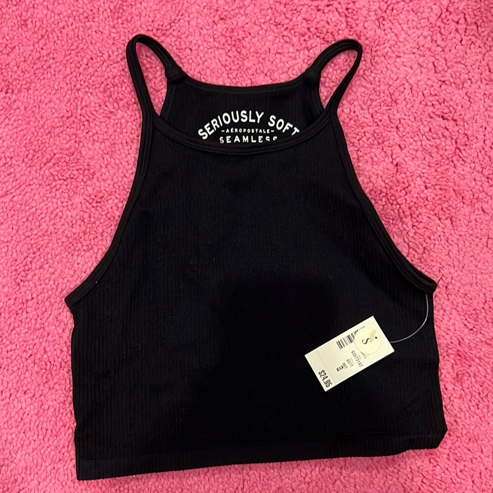 NWT Aeropostale Halter Crop Top Black